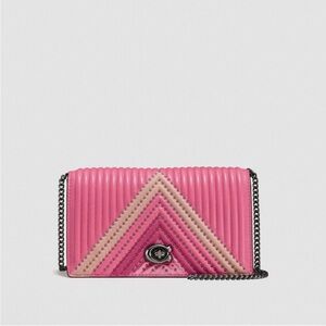 RARE Coach Colorblock Pink Quilting With Rivets Bag